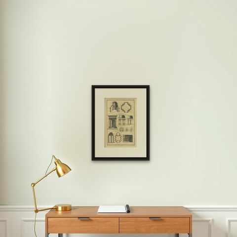 Antique Architectural Engraving by Serlio from Montfaucon, Paris 1721, shown framed on a wall, true to size