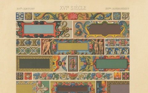 16th Century Renaissance Borders, Ornamental Panels, Plate LXXI, 1869, close-up 3