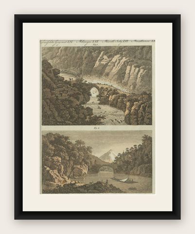 The Devil's Bridge at Gotthard Pass and 12th-Century Rhone Bridge at St. Maurice, shown framed