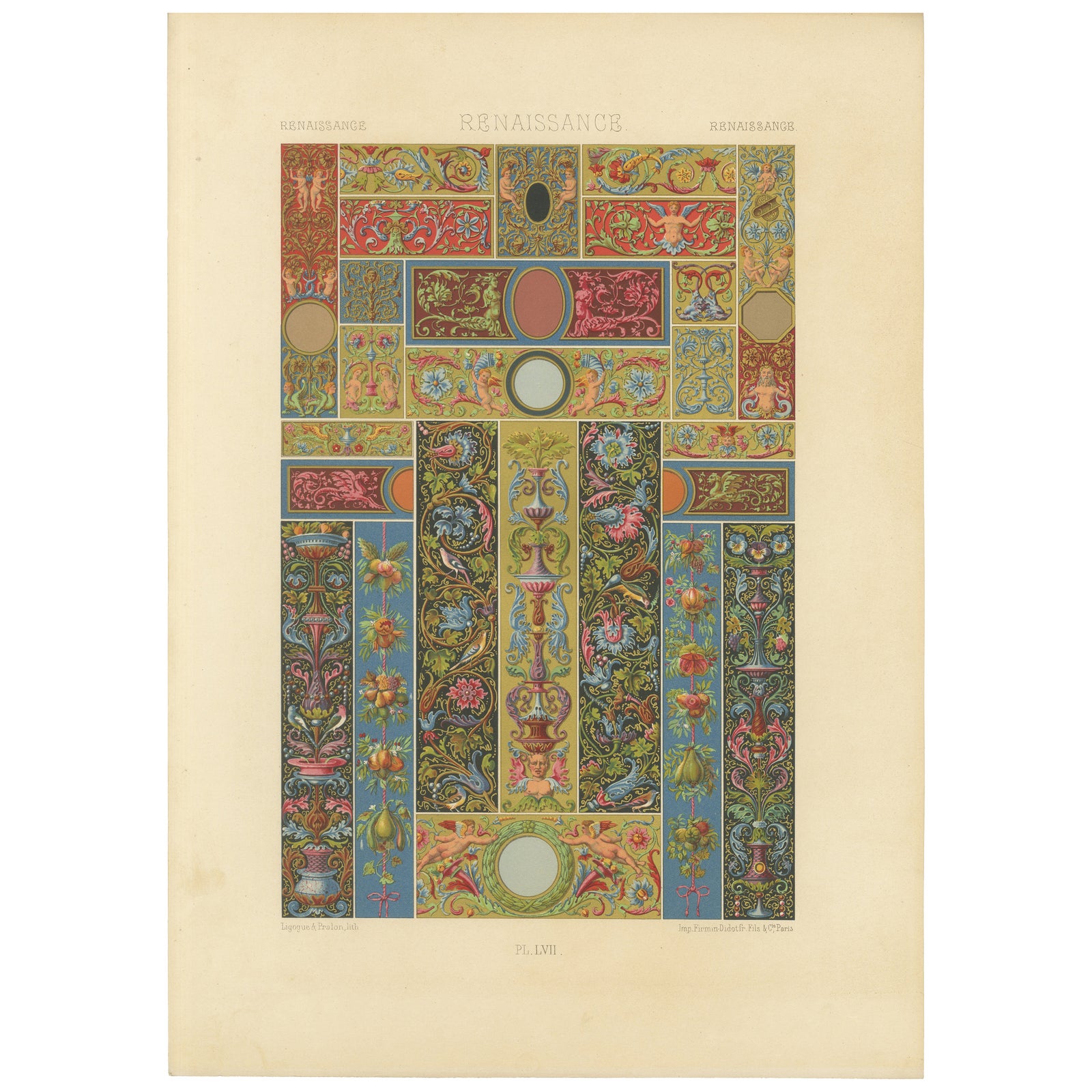 Renaissance Decorative Borders & Panels, Richly Colored Grotesques, 1869