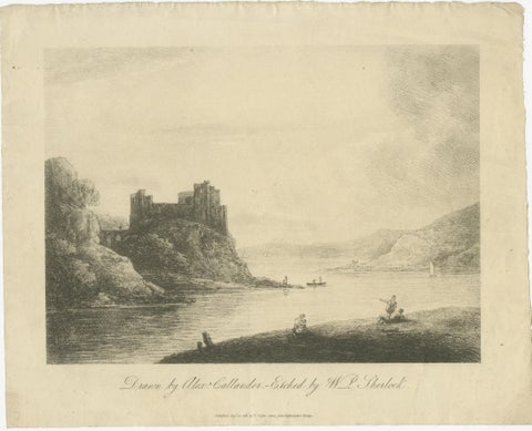 Antique English Landscape Etchings, Castle & Ruins, Sherlock, 1811, view 2