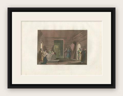 Antique Print of the Tombs of the Kings of Judah by Ferrario '1831', shown framed