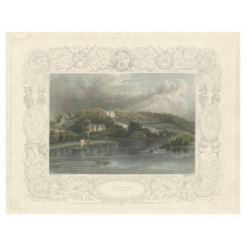 Antique engraving of Hedsor on the Thames, Lord Boston’s estate, Tombleson, 1832