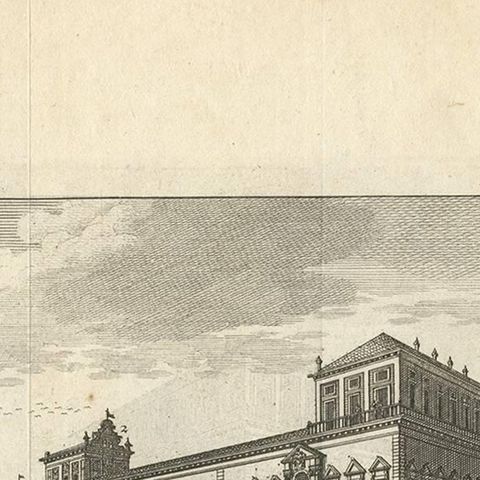 Antique Print of the Papal Palace on the Quirinal Hill Monte Cavallo, close-up 1