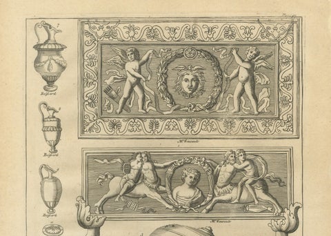Roman Antiquities & Classical Decorative Arts Engraving, 1721, close-up 1
