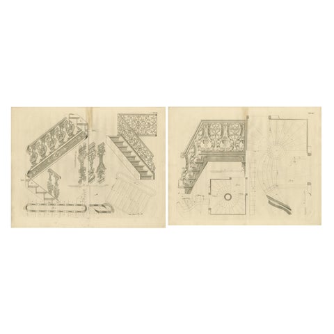 Ornate Baroque Stairs: Van der Horst's Design Mastery in Engravings, 1739