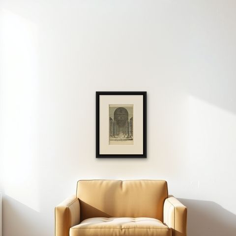 Antique Print of the Interior of the 'Zuiderkerk' by Goeree, 1765, shown framed on a wall, true to size