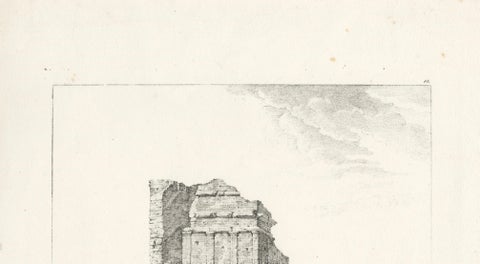 Roman Tower Ruins at Nîmes, Tour Magne Landscape Lithograph, France c.1818, close-up 4