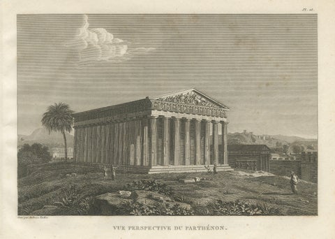 Set of Two Ancient Greek Temple Views, Parthenon and Theseion, Tardieu, 1825, close-up 2