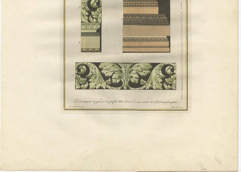 Antique Architecture Print of Ornaments 'Tav. X' by Albertolli, view 3
