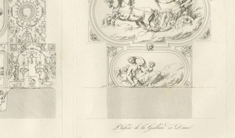 Antique Decorative Ceiling Designs, Fontainebleau Gallery, Baltard, 1803, Pair, close-up 4