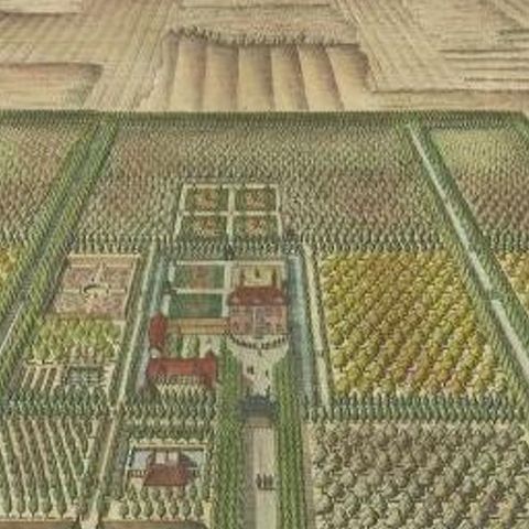 Antique Print of the Poppendam Estate, North of Amsterdam, The Netherlands, 1696, close-up 2