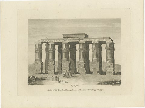 Antique Copperplate Engraving of Ruins of the Temple of Hermopolis, 1820, view 2