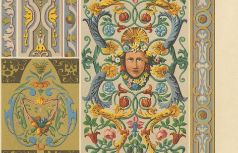 French Decorative Ornament, Baroque Panel Designs, Plate LXXVI, ca.1869, close-up 5