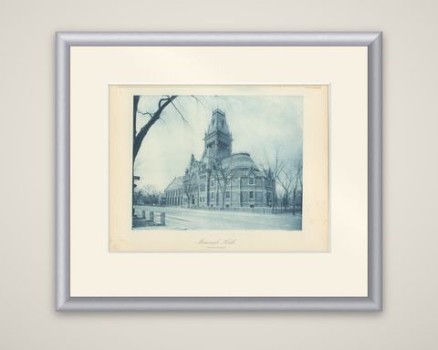 Antique Print of Memorial Hall in Cambridge, '1887', shown framed