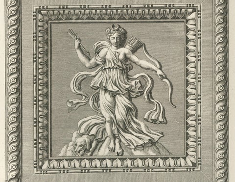 Antique Louvre Sculptures & Institut Ceiling Ornament Prints, Baltard 1803, close-up 6