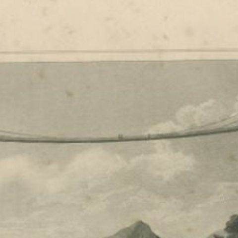 Antique Print of the Luding Bridge by Kelly, c.1850, close-up 1