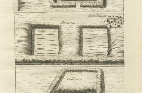 Ancient Temple and Ruin Plans, Egypt, Baalbek, Bubastus, Heliopolis 1776, close-up 4