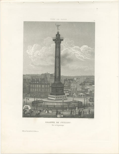 Antique Paris Monuments Set of 4, Pantheon Invalides Bastille Sulpice, c.1855, view 2