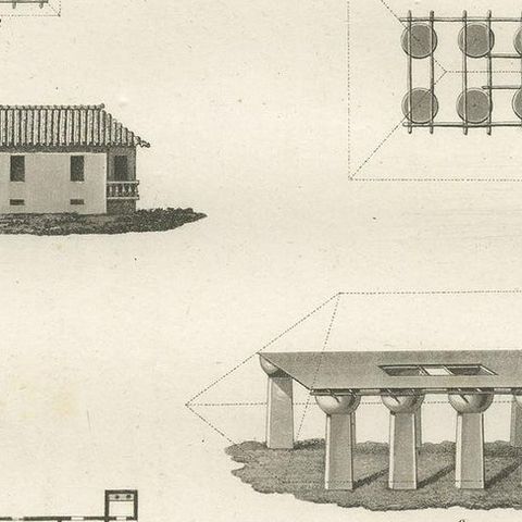 Antique Print of Architecture on the Mariana Islands by Ferrario '1831', close-up 1