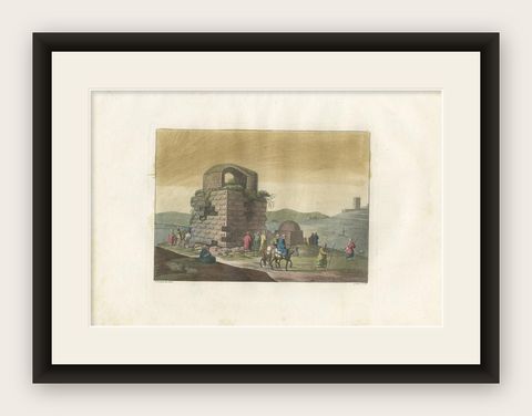 Antique Print of the Ruins of Rachel’s Tomb by Ferrario '1831', shown framed