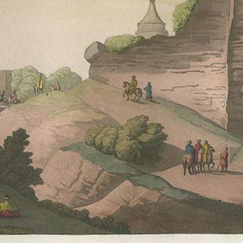 Antique Print of the Bridge over the Kidron River by Ferrario '1831', close-up 1