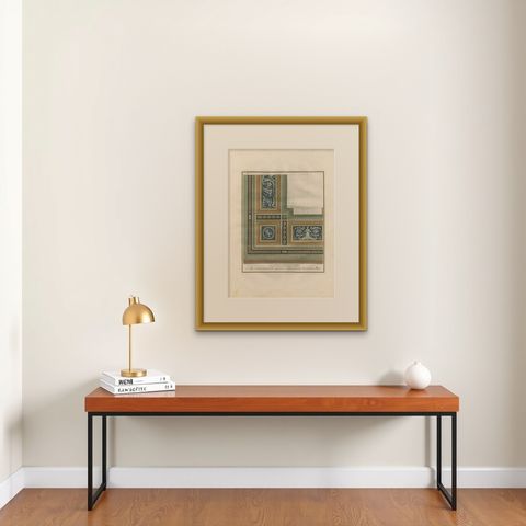 Antique Architecture Print of Ornaments 'Tav. VI' by Albertolli, shown framed on a wall, true to size