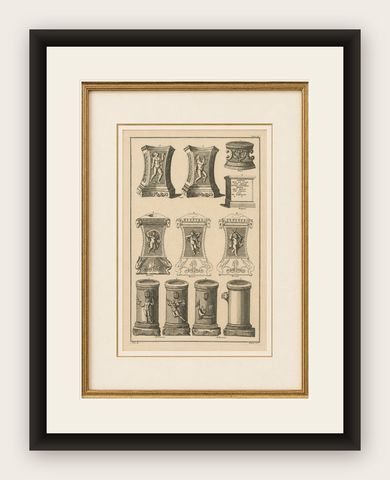 Classical Roman Altars & Antiquities Engraving, Montfaucon 1721, shown framed
