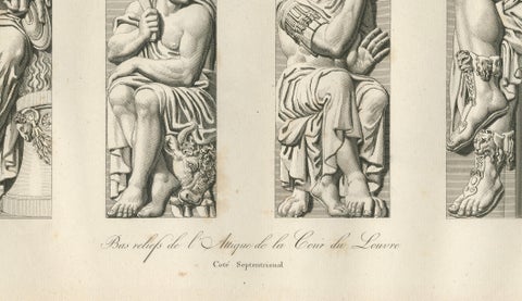 Antique Louvre Architectural Relief Engravings, French Neoclassical Plates 1803, close-up 5