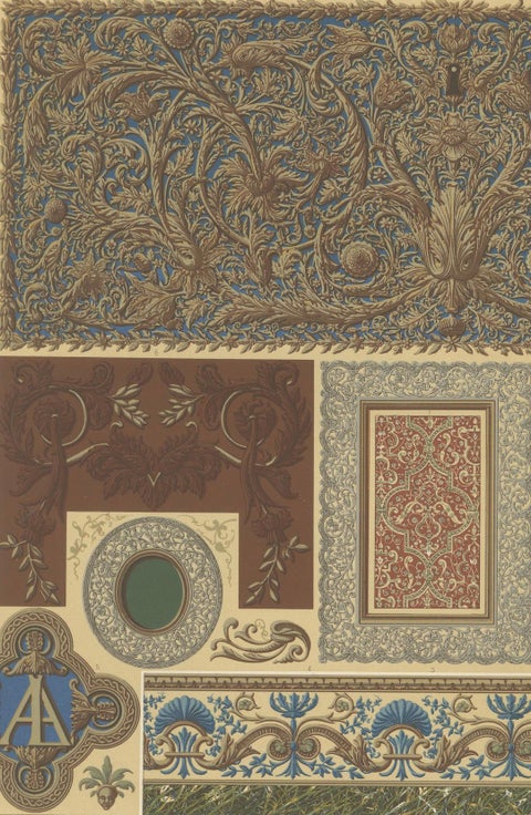 17th Century Decorative Motifs, Baroque Ornamentation, Plate LXXIV, 1869, close-up 5