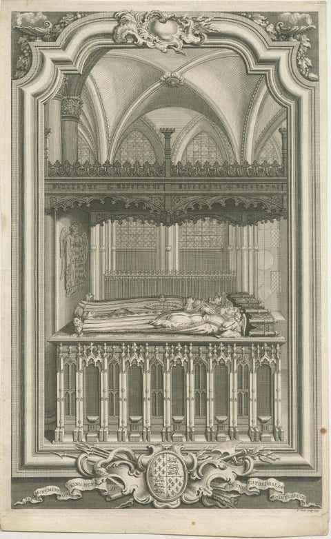 Exquisite 1740 Copperplate Engravings of English Monarchs' Tombs in Westminster, view 2