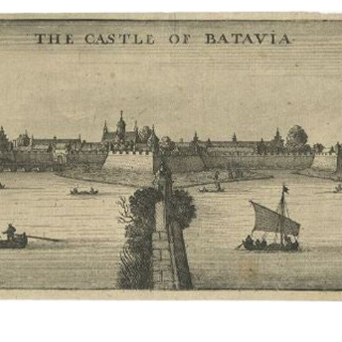 Antique Print of the Castle of Batavia in the East-Indies 'Indonesia', 1669, close-up 1