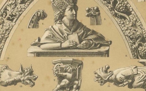Gothic Decorative Art Prints: Stained Glass, Sculpture and Textile Motifs 1887, close-up 4