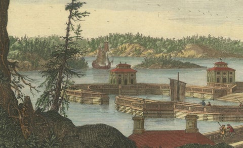 Drottningholm Palace in Sweden: East and West Views by Dahlbergh, 1707, close-up 3