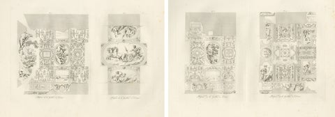 Antique Decorative Ceiling Designs, Fontainebleau Gallery, Baltard, 1803, Pair