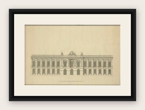 Neoclassical Grandeur: An Architectural Study from the Early 1700s, shown framed