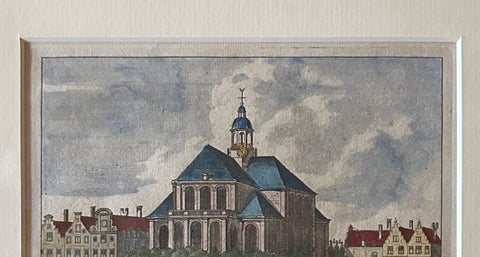 Framed Antique Print of the Temple Orientale Oosterkerk in Amsterdam, 1710, close-up 4