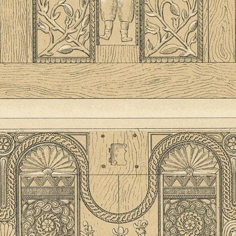 Pl. 4 Antique Print of French Furniture Objects by Racinet, circa 1880, close-up 2