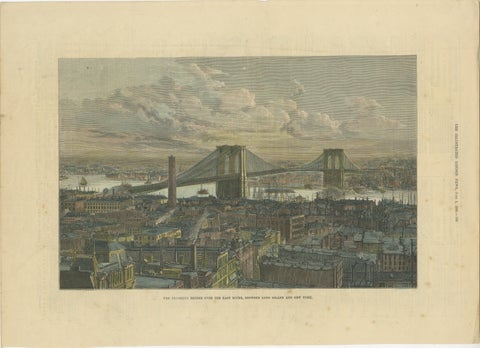 The Brooklyn Bridge Over the East River, Between Long Island and New York, 1883, view 2