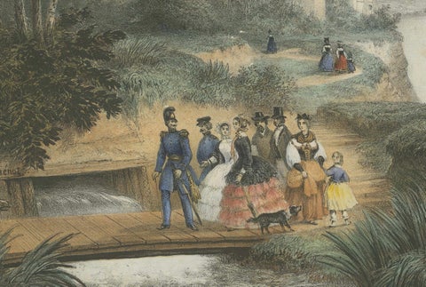 The Castle of Stolzenfels on the Rhine, Large Chromolithograph, 1840, close-up 1