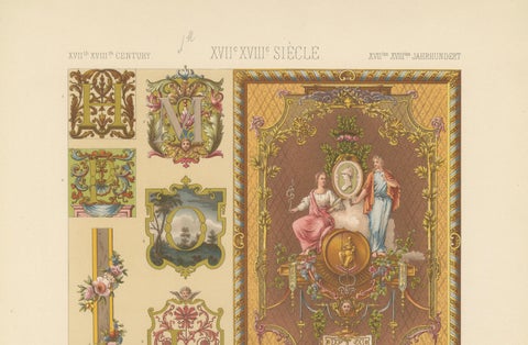 Louis XVI Decorative Ornament Chromolithograph by Albert Racinet, Paris, c. 1873, close-up 4