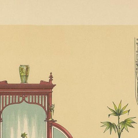Antique Print of a Sofa and Furniture by Kramer, circa 1910, close-up 1
