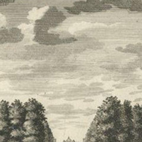 Antique Print of Estate Wallestein Near Utrecht, the Netherlands, 1719, close-up 1