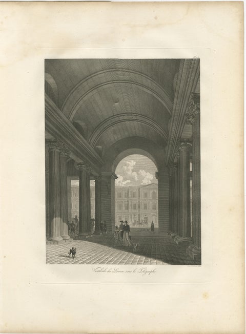 Antique French Architectural Engravings, Louvre Interior Arches Set of four 1803, view 4