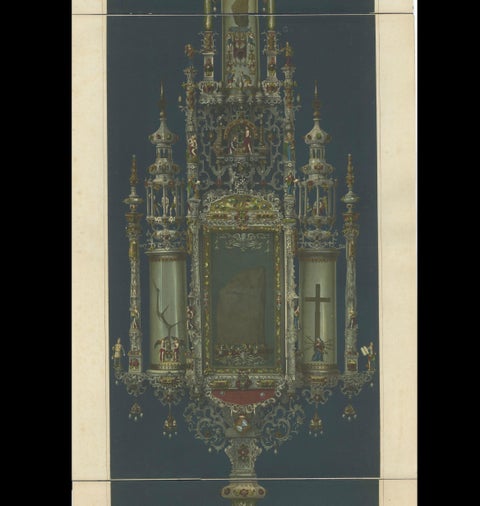 Monumental Bavarian Altars, Architectural Triptych, Munich 1874, close-up 4