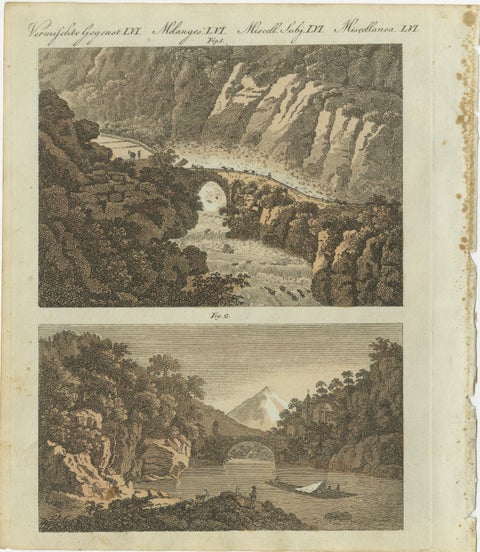 The Devil's Bridge at Gotthard Pass and 12th-Century Rhone Bridge at St. Maurice, view 2