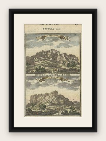 Two Antique Views of the Ruins of the Tower of Babel, Babylon, 1683, shown framed
