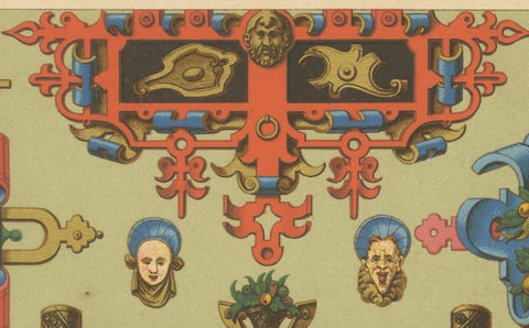 16th–17th C. Renaissance Grotesques, Lavish Ornament Panel, Pl. LXXII, 1869, close-up 4