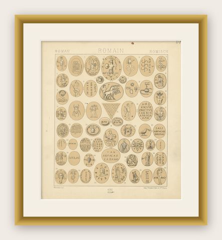 Pl. 24 Antique Print of Roman Decorative Objects by Racinet, 'circa 1880', shown framed