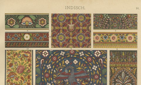Antique Indian Decorative Art Prints: Metalwork and Textile Motifs, 1887, close-up 3